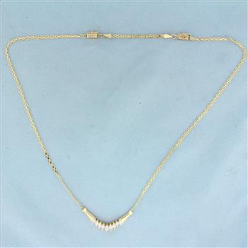 Marquise Diamond Adjustable Length Necklace in 14k Yellow Gold