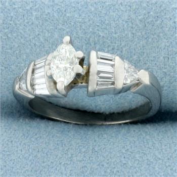Marquise Diamond Engagement Ring In Platinum