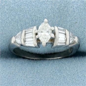 Marquise Diamond Engagement Ring In Platinum