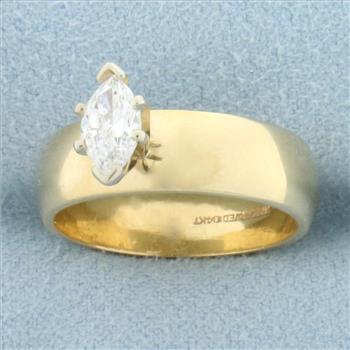 Marquise Diamond Solitaire Engagement Ring in 14k Yellow Gold