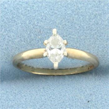 Marquise Diamond Solitaire Engagement Ring in 14k Yellow Gold