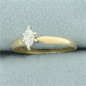 Marquise Diamond Solitaire Ring in 14k Yellow Gold