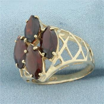Marquise Garnet Ring in 14k Yellow Gold