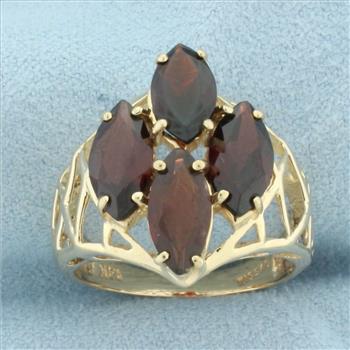 Marquise Garnet Ring in 14k Yellow Gold