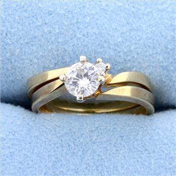 Matching Diamond Engagement Ring with Wedding Band Bridal Set in 14k Gold