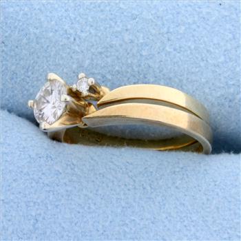 Matching Diamond Engagement Ring with Wedding Band Bridal Set in 14k Gold