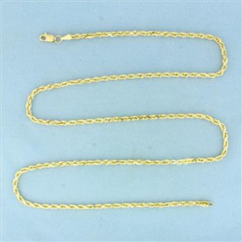 Mens 24 Inch Rope Link Chain Necklace in 14k Yellow Gold | Property Room