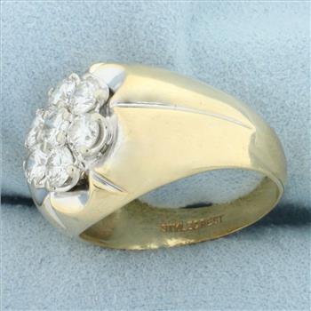 Mens 2ct Diamond Ring in 14k Yellow Gold