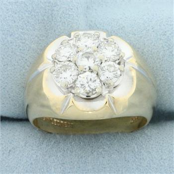 Mens 2ct Diamond Ring in 14k Yellow Gold