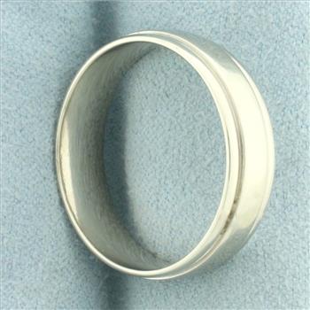 Men's Banded Edge Wedding Band Ring in 14k White Gold