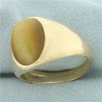 Mens Cat's Eye Ring in 10k Yellow Gold