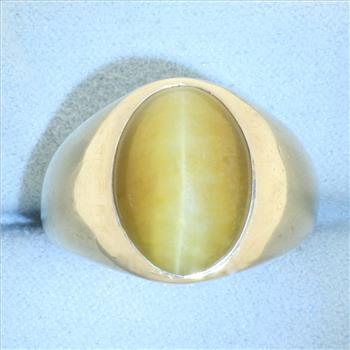 Mens Cat's Eye Ring in 10k Yellow Gold