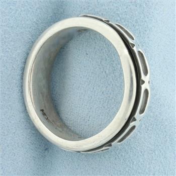 Mens Chain Design Spinning Ring in Sterling Silver