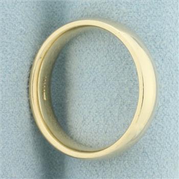 Mens Comfort Fit Half Dome Wedding Band Ring in 14k Yellow Gold