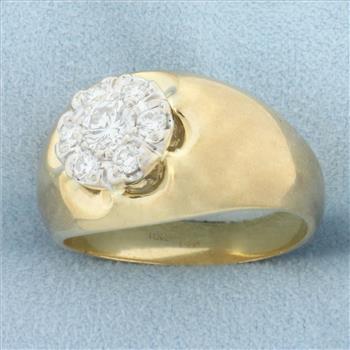 Mens Diamond Belcher Ring in 10k Yellow Gold