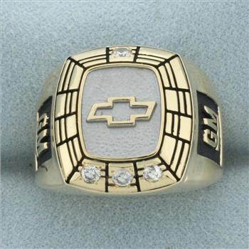 Mens Diamond GM Chevrolet Ring in 10k Yellow Gold