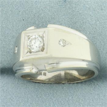 Mens Diamond Ring in 14k White Gold