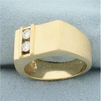 Men's Diamond Signet Ring in 14k Yellow Gold