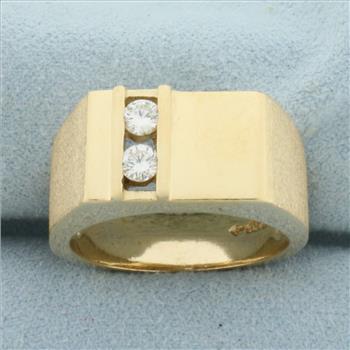 Men's Diamond Signet Ring in 14k Yellow Gold