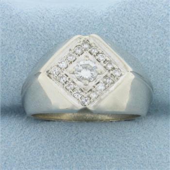 Mens Diamond Statement Ring in 14k White Gold