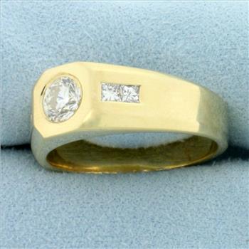 Mens Diamond Statement Ring in 14k Yellow Gold