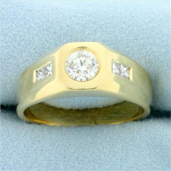 Mens Diamond Statement Ring in 14k Yellow Gold