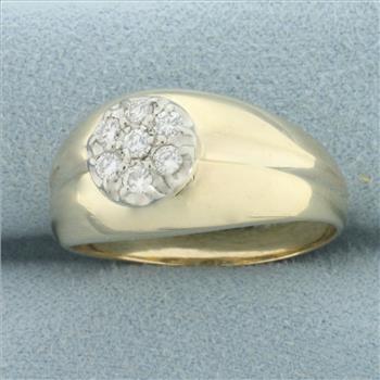 Men's Diamond Target Design Ring in 14k Yellow Gold