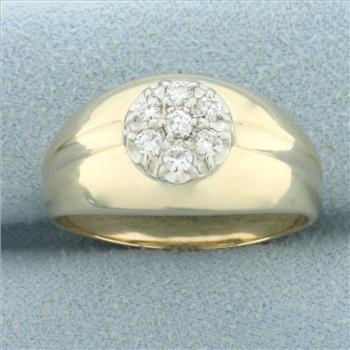 Men's Diamond Target Design Ring in 14k Yellow Gold