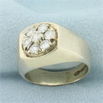 Mens Diamond Target Ring in 14k White Gold