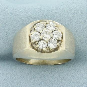 Mens Diamond Target Ring in 14k White Gold