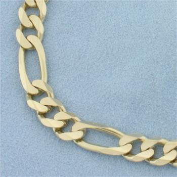 Mens Figaro Link Bracelet in 14k Yellow Gold