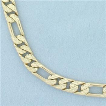 Mens Figaro Name Plate ID Bracelet in 10k Yellow Gold