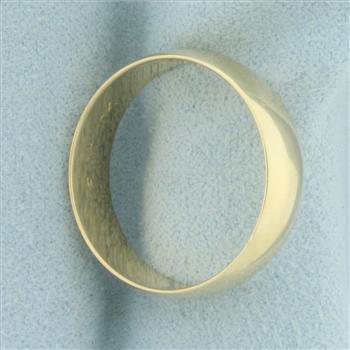 Mens Half Dome Wedding Band Ring in 10k Yellow Gold