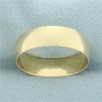 Mens Half Dome Wedding Band Ring in 10k Yellow Gold