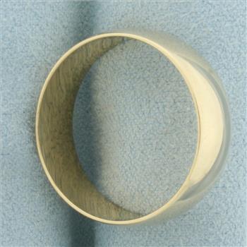 Mens Half Dome Wide Wedding Band Ring in 14k Yellow Gold
