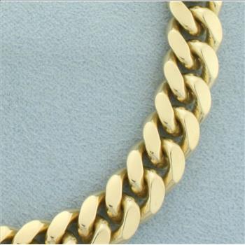 Mens Heavy Curb Link Bracelet in 14k Yellow Gold