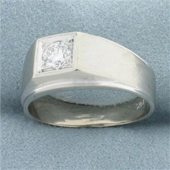 Men's Illusion Set Diamond Ring in 14k White Gold