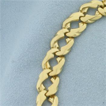 Mens Italian Designer Curb Link Bracelet in 18k Yellow Gold