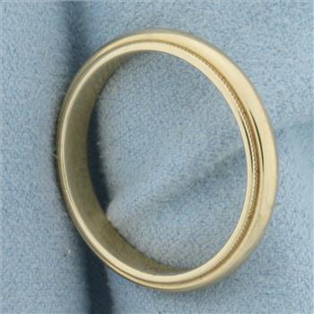 Mens Milgrain Beaded Edge Wedding Band Ring in 14K Yellow Gold