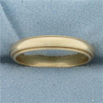 Mens Milgrain Beaded Edge Wedding Band Ring in 14K Yellow Gold