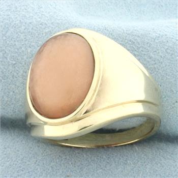 Mens Morganite Doublet Statement Ring in 10k Yellow Gold