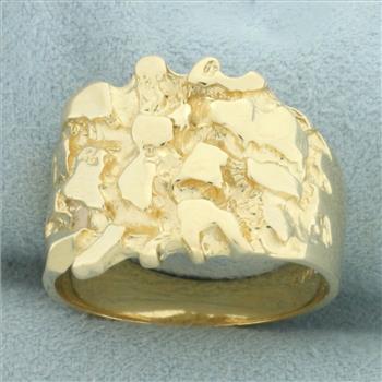 Mens Nugget Ring in 14k Yellow Gold