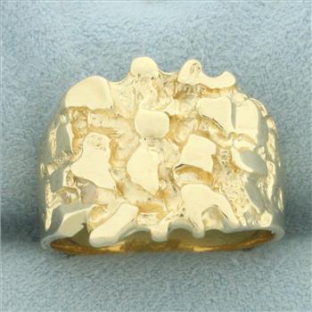 Mens Nugget Ring in 14k Yellow Gold