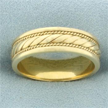 Mens Rope Design Wedding Band Ring in 14k Yellow Gold | Property Room