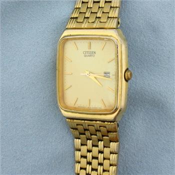 Mens Vintage Ladies Citizen Quartz Gold Plated Watch
