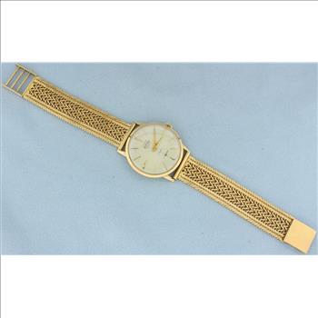 Mens Vintage Super Roamer Incabloc Watch in Solid 18k Gold Case and Band