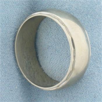 Mens Wide 8mm Wedding Band Ring in 14K White Gold