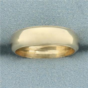 Milgrain Beaded Edge Wedding Band Ring in 14k Yellow Gold