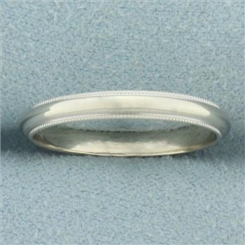 Milgrain Beaded Edge Wedding Ring Band in 14k White Gold