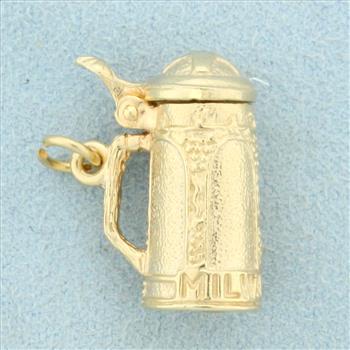 Milwaukee Beer Stein Pendant or Charm in 14K Yellow Gold